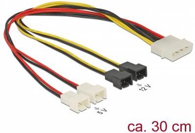 Kabel DELOCK, 4-pin Molex (M) na 4 x 2 pin Fan naponski, interni