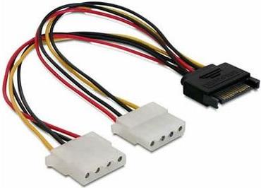 Kabel DELOCK, 15-pin SATA (M) na 2x 4-pin Molex (Ž), naponski, interni