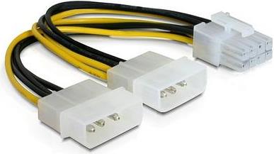 Kabel DELOCK, 2x 4-pin Molex (Ž) na 8-pin (M) za grafičku karticu, naponski, interni