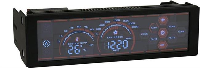 Front Panel LC POWER LC-CFC-1 Airazor Series, potenciometar za 6 ventilator, 5.25'' LCD touchscreen, crni