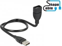 Kabel DELOCK, USB 2.0, USB-A (M) na USB-A (Ž), produžni, ShapeCabel, 0,5m