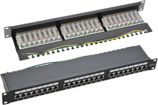 NaviaTec Cat6 Shielded 24P Patch Panel Black