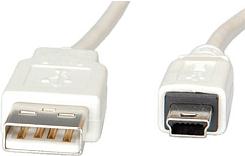 USB kabel 1,8m, AM - mini 5pin, Roline, bijeli