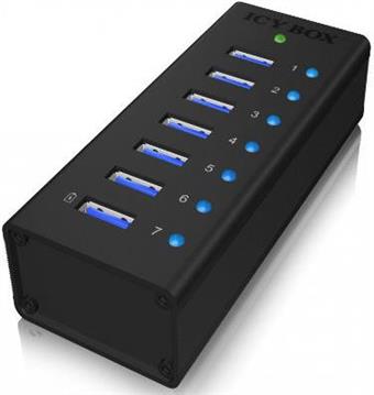 USB HUB ICY BOX IB-AC618, 7-portni 3.0, vanjski strujni adapter