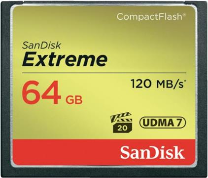 Memorijska kartica SanDisk 64GB Extreme Compact Flash (CF) 120MB/s, 85MB/s write, UDMA7, SDCFXSB-064G-G46