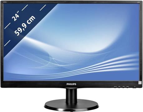 Monitor 24" Philips 243V5QHAB/00 (23.6") 16:9 Full HD (1920×1080) MVA LED TFT, 4ms, 250cd/m2, zvučnici, D-Sub/DVI-D/HDMI, crni