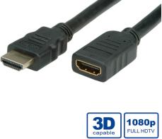 Roline VALUE HDMI produžni kabel sa mrežom, HDMI M - HDMI F, 5.0m