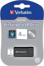 USB stick 4GB Verbatim USB 2.0 PinStripe black