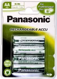 Baterija, tip AA, Nickel Metal Hydride, 4 kom, punjive, 2600mAh, PANASONIC, P6P/4BC2600