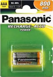 Baterija, tip AAA, Nickel Metal Hydride, 2 kom, punjive, 800mAh, PANASONIC, P03P/2BC800