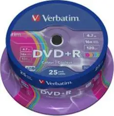 DVD+R Verbatim Colour Surface 4.7GB 16× 25pk spindle, 43733