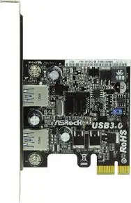 Asrock USB3.0 CARD - Interface: PCI Express 2.0 x1, Connector: 2x USB 3.0 ports, high speed dat