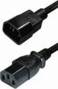 Transmedia C63-L Connector Kabel 1,5m IEC 320 C14 plug - IEC 320 C13 jack H05VV-F 3x 0, 75 mm2
