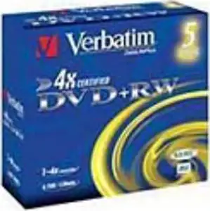 DVD+RW Verbatim, Kapacitet 4.7GB, 5 komada, Brzina 4×