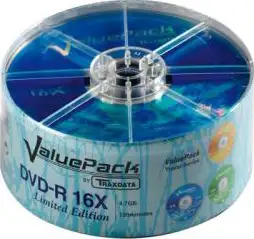 DVD-R Traxdata Valuepack, Kapacitet 4,7GB, 25 komada, Brzina 16x
