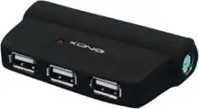 KONIG Mini Docking Station, USB 2.0 3-Port HUB + 2×PS/2