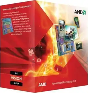 Procesor sFM1 AMD A4 X2 3400 (2.7GHz, 1MB, 65W, FM1) box; GPU: Radeon TM HD 6410