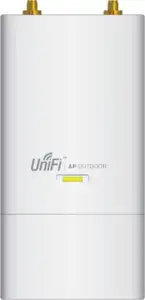 Access Point Ubiquiti Networks, UniFi AP Outdoor , outdoor accesspoint MIMO 5GHz, includes 2 external omni antennas and a secondary Ethernet port for bridging. It supports 802.11a n MIMO