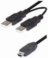 USB Y kabel 1,5m, 2xAM - Mini USB, crni