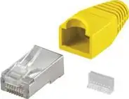NaviaTec NVT-SPLUG SR_YEL_10 Cat5e Western Shielded RJ45 konektor Strain relief for round cable Žute boje 10kom, Naviatec Article Nr. 208