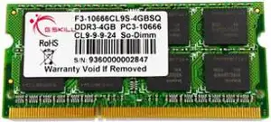 Memorija G.SKILL, 4 GB, SO DIMM, PC-10666, F3-10666CL9S-4GBSQ, DDR3 1333 MHz