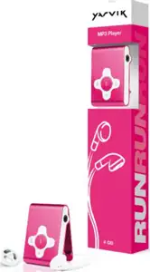 Sweex PMP034, Yarvik Run MP3 Player 4 GB Pink, output power 600 mV RMS, Audio formats MP3, WMA, OGG, Interface USB 2.0, Battery recharge time 2.5h, Playback time 5h