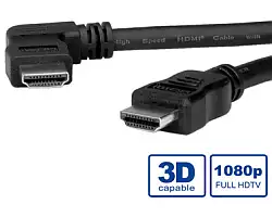Roline HDMI High Speed Cable with Ethernet, HDMI M - HDMI M, left angle, 1.0m
