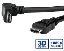 Roline HDMI High Speed Cable with Ethernet, HDMI M - HDMI M, down angle, 1.0m