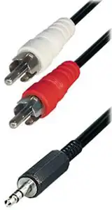 Transmedia A 49-10 L, Stereo Connecting Cable unshielded, 2x RCA-plug - 3,5 mm stereo plug, 10 m