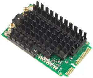 Mikrotik R11E-5HnD, High power 4920-5920MHz 802.11a n dual chain wireless card in miniPCI-e format. Ideally suited for the new RB912 series, RB800 the new miniPCIe adapter card - RB14e.