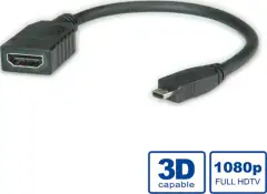 Roline HDMI kabel sa mrežom, TIP A (F) - TIP D (M) (micro), 0.15m