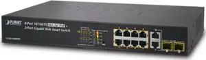 Planet 8P Ethernet 802.3AT PoE Switch 2 Gig Uplink Ports