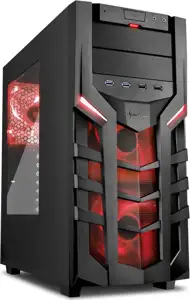 Kućište Sharkoon DG7000 Midi Tower ATX kućište, bez napajanja, crno, crveni led
