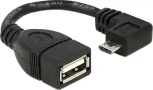 Kabel DELOCK, micro USB (M) na USB 2.0 (Ž) pod kutem 90°, OTG funkcija, 11cm, crni