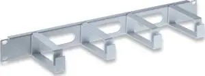 19'' Cable Management Panel, 1U, 4 long plastic rings, Gray