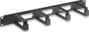 19'' Cable Management Panel, 1U, 4 long plastic rings, Black