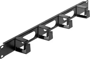 19'' Cable Management Panel, 1U, 4 short plastic rings, Black