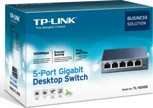TP-Link TL-SG105, 5-Port 10 100 1000Mbps Desktop Switch, Steel housing, desktop or wall-mounting design
