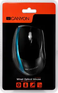 Miš Canyon CNR-MSO01N (Cable, Optical 800dpi,3 btn,USB), Black/Blue
