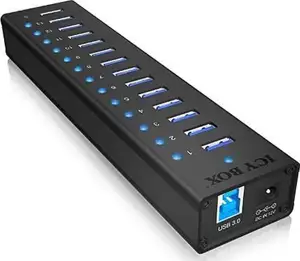 USB HUB ICY BOX IB-AC6113, 13-portni 3.0, aluminijsko kućište, vanjski strujni adapter