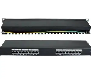 NaviaTec Cat6 Shielded 16-Port Patch Panel Black