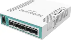 Mikrotik CRS106-1C-5S Cloud Router Switch 106-1C-5S, QCA8511 400MHz CPU, 128MB RAM, 1×Combo port (Gigabit Ethernet or SFP), 5×SFP cages, RouterOS L5, desktop kučište, PSU