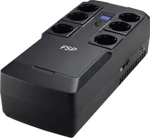 Fortron Source NanoFit 600VA/300W, Offline, 2×USB, 6×Schuko, 1×4.5Ah, 7min autonomija@50%, LED display
