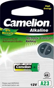 Baterija alkalna 12V A23, bez žive, 28,5x10,3 mm, Camelion