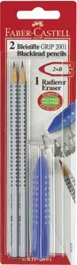 Olovka grafitna B+gumica Grip 2001 pk2 Faber Castell 185297 blister