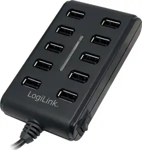 USB 2.0 Hub 10 Port, s napajanjem 3,5A, s prekidačem, crni