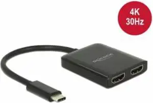 Razdjelnik DELOCK, USB-C (M) na 2x HDMI (Ž), 4K 30 Hz