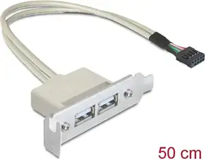 Bracket DELOCK, USB 2.0, 2x port, Low Profile