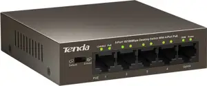 Switch Unmanaged, 5x10/100TX (4 PoE Plus 58W), ext. PSU, metalni
