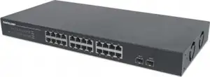 Switch Unmanaged, 24x10/100/1000T + 2xSFP, int. PSU, 19